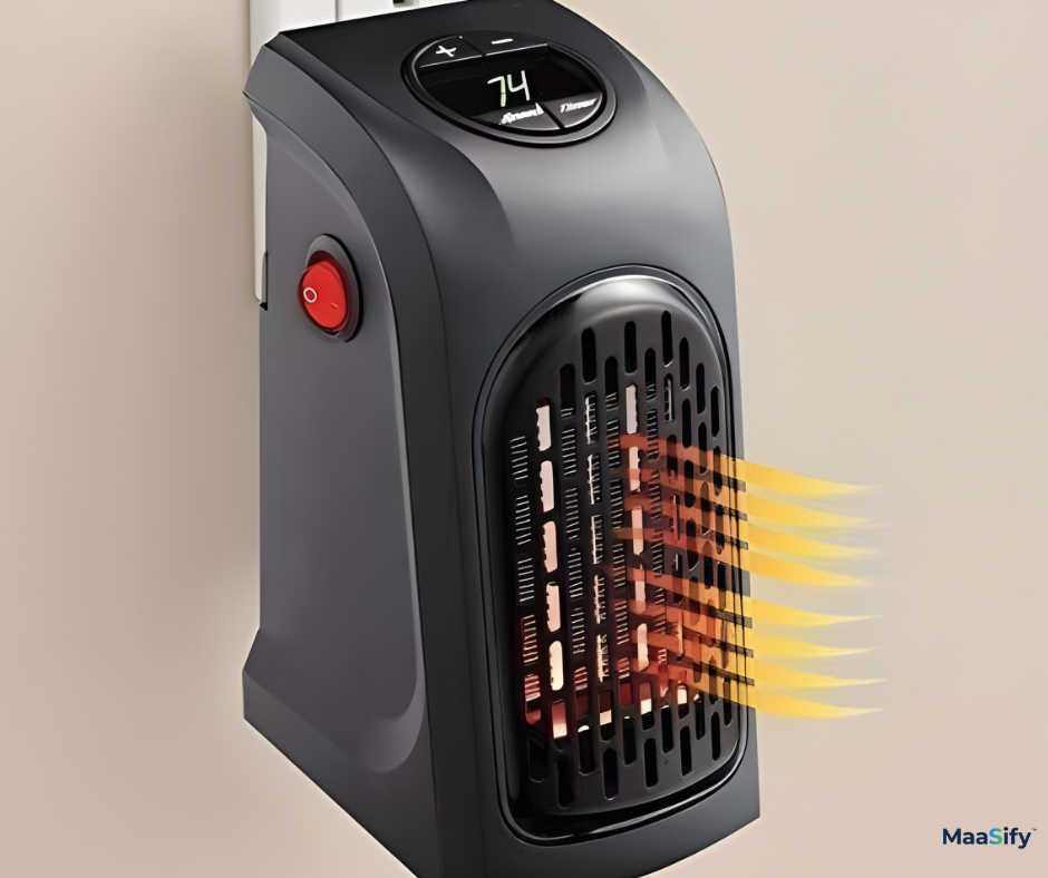 Room Heater Handy Heater for Home, Office, Camper LED Screen 400 Watts Portable Wall Heater Warmer, Mini Blower Heater for Winter